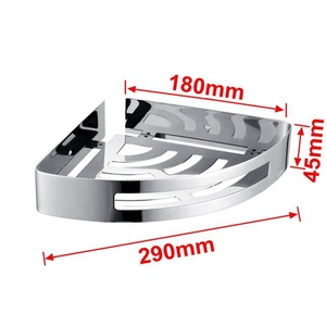 Estante esquinero de <span class=keywords><strong>baño</strong></span>, organizador de almacenamiento de champú pulido con <span class=keywords><strong>espejo</strong></span> de acero inoxidable de una sola capa, gran oferta - Product Image 5