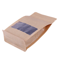 Sachet Doypack en papier kraft brun debout, refermable, avec fermeture éclair, thermoscellable, pour le stockage des aliments, avec fenêtre mate