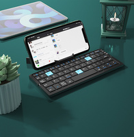 Clavier Sans Fil Pliable avec Support Magnétique, Mini Clavier Pliant Rechargeable en Alliage d'Aluminium pour Tablette/iPad