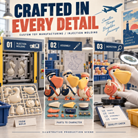 Figurines de courrier Pelican moulées par injection personnalisées, jouets de créateur en forme d'oiseau, fabricant OEM