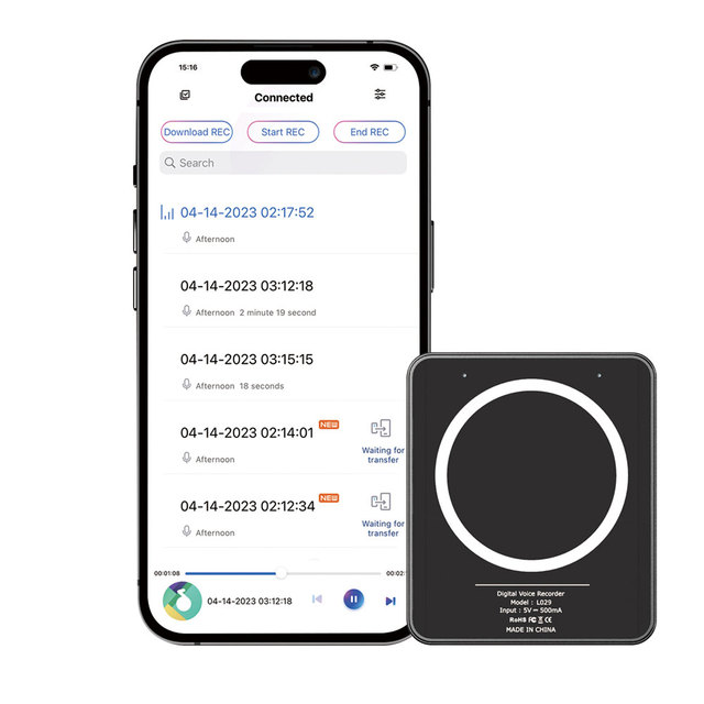 High Quality 64G 128G Magnetic Audio Recorder with Light Weight for Phone Call Recording