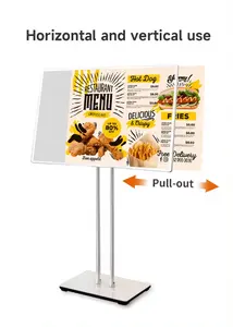 A2/A3 Tempering Glass Adjustable Floor Sign Holder Poster Light Box Stand Display Board for Restaurant advertising