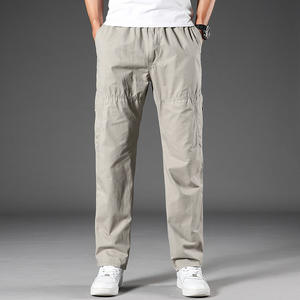 กางเกงขายดี PMT-35 กางเกงผู้ชายออกแบบเองได้ เอวกลาง ผ้าฝ้าย หลายกระเป๋า ทรงหลวม สบายๆ ทรงตรง ไซส์ใหญ่ เอวยางยืด - Product Image 5