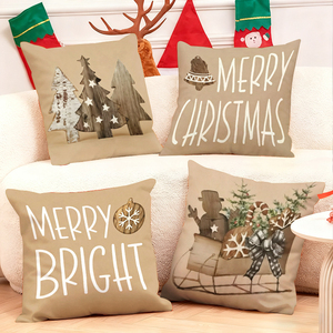 หมอนอิงสไตล์เรียบง่ายลายคริสต์มาส พร้อมลายต้นคริสต์มาส รถเลื่อน และเกล็ดหิมะ เพื่อการตกแต่งวันหยุดแสนอบอุ่น - Product Image 1