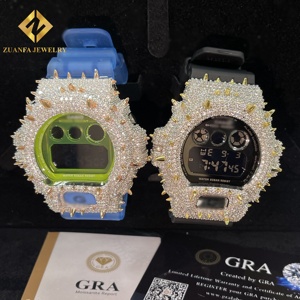 Montres VVS Moissanite+Diamond Bust Down DW6900 pour hommes avec boîtier à lunette, épines, bijoux de luxe, bracelet en argent 925, boucle à fermoir - Product Image 4