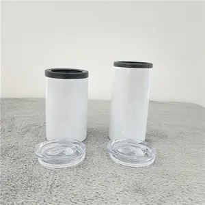 Isolador de bebidas com isolamento a vácuo de 12 onças, de parede dupla, de aço inoxidável, DIY, refrigerador de sublimação, branco, slim, pode refrigerar