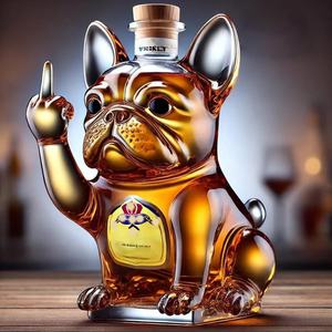 Carafe à <span class=keywords><strong>whisky</strong></span> en verre soufflé à la main en 3D, transparente, avec motif de bouledogue <span class=keywords><strong>français</strong></span>, design unique avec le doigt d'honneur, pour cadeaux d'affaires - Product Image 2