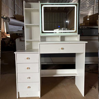 Table de Maquillage Multifonctionnelle Moderne avec Miroir Lumineux et Panneau MDF pour Chambre à Coucher – Fournisseur Transfrontalier pour Usines de Vêtements