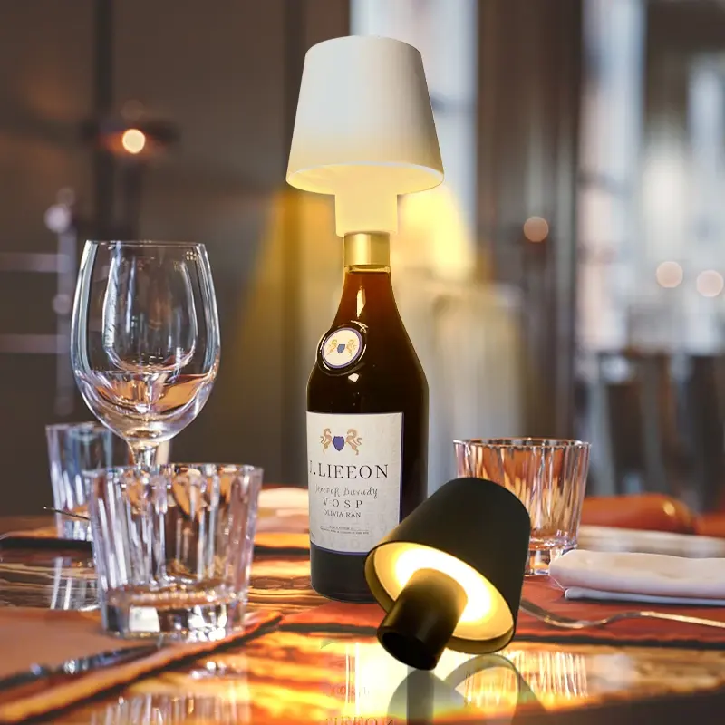 Lámpara LED para botella de vino, USB recargable por lámpara de escritorio, lámpara de botella de barra RGB con brillo continuo ajustable