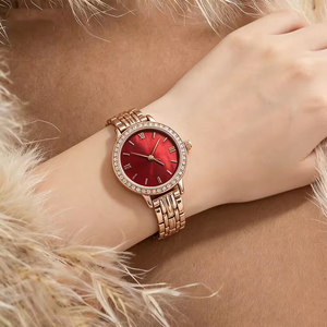 Stainless Steel Vintage Luxury Quartz Women's <b>Watch</b> with Custom Logo Option Bracelet Band Hidden Clasp - Product Image 1
