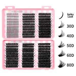Kit de Pestañas Postizas de Pelo Sintético, Paquete Grande de Segmentos Mixtos 50D 60D 80D para Volumen Natural 3D - Product Image 4
