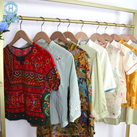Blouses d'été pour femmes, style traditionnel chinois, en coton mélangé, motifs variés, lots en gros, directement de l'usine HHRT.