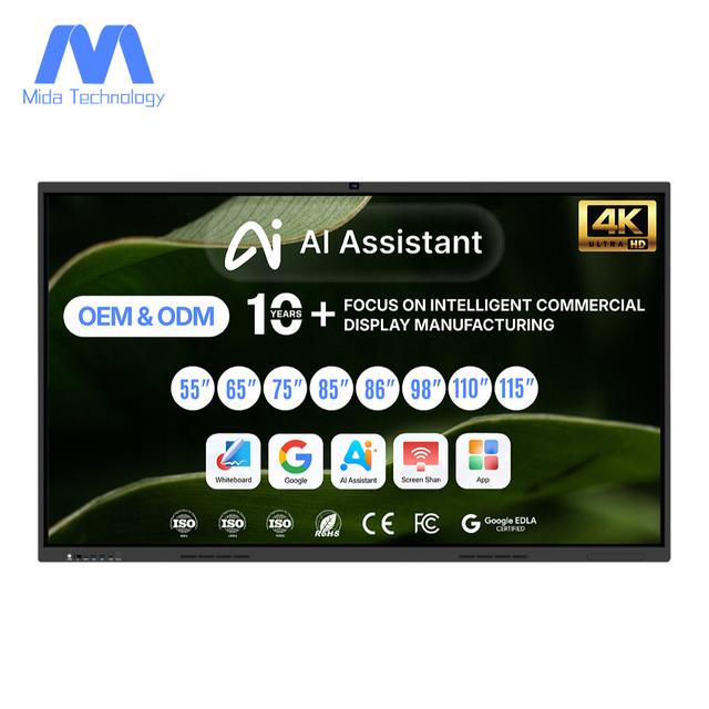 MIDA 98" AI-Powered 4K 20-Point Multi-Touch Interactive Flat Panel Touch Screen Smart Board with AI Function for Teaching School