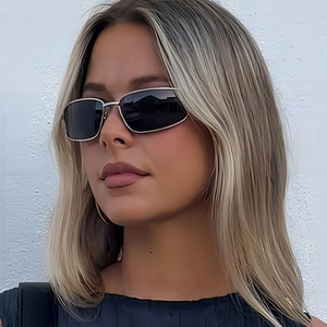 Lunettes de soleil ovales vintage tendance 2026 personnalisables avec logo, protection UV400, monture métallique argentée, style Y2K pour femmes et hommes - Product Image 2