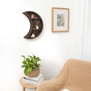 Wholesale Custom Black Wall-Mounted <strong>Moon</strong> Rack Wooden Floating Rack Decorative Wood Wall <strong>Moon</strong> <strong>Shelf</strong> <strong>Shelves</strong>. - Product Image 5