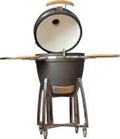 Auplex Mini Barbecue Kamado de Luxe Moderne pour Extérieur, en Céramique et Fonte, avec Système de Sécurité Flamme 21
