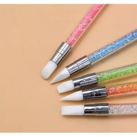 Pinceau à ongles en silicone pour nail art, 5 couleurs, double tête, pointe sculptée, poudre scintillante liquide, sculpture DIY, pointillage