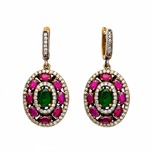 Authentic Oval Shape Emerald Stone <b>Earring</b> Silver <b>Earring</b> in Turkish Wholesale Sterling Silver Jewelry - Product Image 2