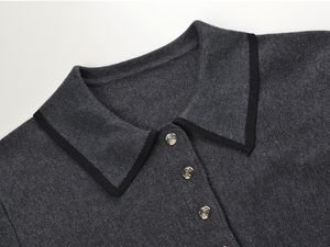 <span class=keywords><strong>Abito</strong></span> 2025 autunno elegante in <span class=keywords><strong>maglia</strong></span> grigia con collo a Polo stile Vintage <span class=keywords><strong>abito</strong></span> dimagrante in vita taglia unica con fodera per le occasioni del giorno - Product Image 6