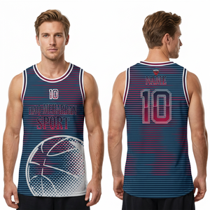 Camiseta de Baloncesto Sublimada Haq Meharban para Hombre, Sin Mangas, Ajuste Atlético, Absorbe la Humedad, Diseño a Rayas, 100% Poliéster - Product Image 6