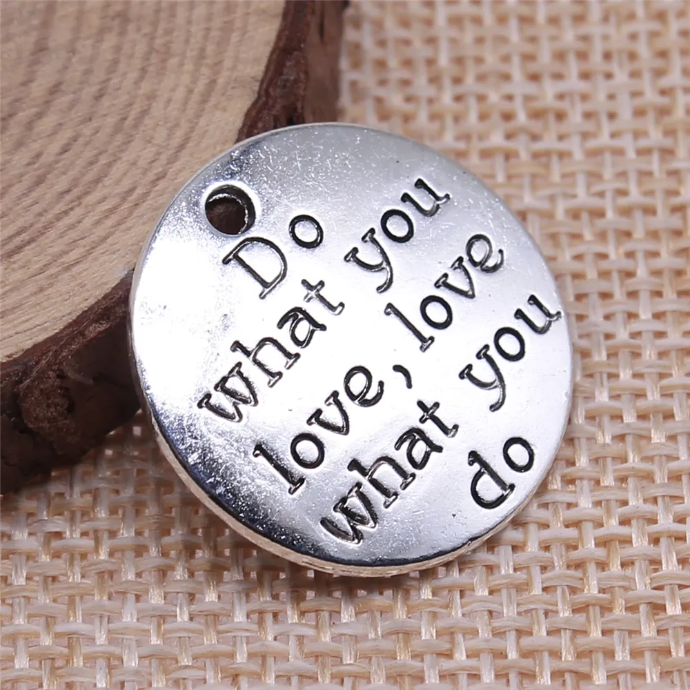 50pcs/bag 24x24mm Antique Silver Plated Zinc Alloy Do What You Love Love What You Do Charms Pendants ABD-C14498