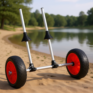 Carrello Regolabile per Kayak con Telaio in Alluminio, Ruote Grandi Rosse, Carrello da Trasporto per Uso Esterno - Product Image 2