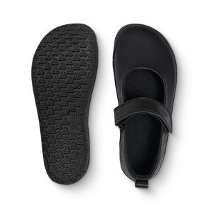 أحذية طلاب جلدية مخصصة بدون قطرة من الميكروفايبر للفتيات صندوق بمقدمة واسعة حافي القدمين تصميم صيفي ناعم رسمي مسطح ماري جين الأسود - Product Image 2