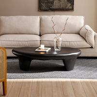HZX Table basse irrégulière noire de style Wabi-sabi moderne Table à thé en galets de forme spéciale Meubles de salon artistiques
