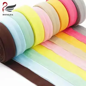 wholesale custom Printed Foldover Ribbon 5/8 1 Inch 9Mm 10 Mm 16Mm 20Mm 40Mm White Fold Over Elastic Band