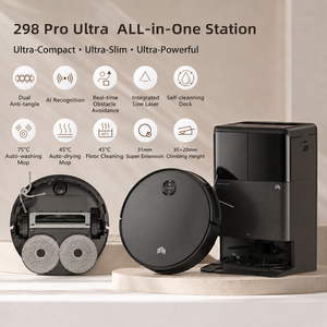 EU Side <b>Brush</b> <b>Extend</b> Cleaning Voice Control Wet Dry Mopping 200Min Working Time Smart Robot Vacuum Cleaner - Product Image 1