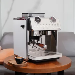 双锅炉双泵电动浓缩咖啡机浓缩豆研磨咖啡机，带程序设置