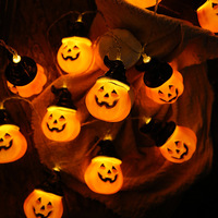 Lampu Tali LED Halloween Bentuk Labu, Lampu Peri Bola Mata Tengkorak Bertenaga Baterai, Dekorasi Pesta, Kalung