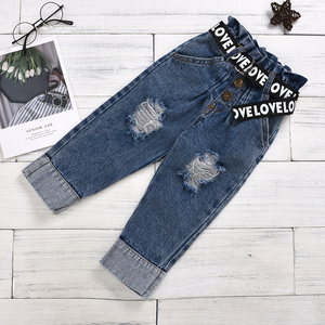 Conjunto de Ropa de Verano para Bebés y Niñas Pequeñas de 1 a 6 Años, 3 Piezas, Camiseta con Letras, Pantalones Vaqueros, Nylon/Algodón - Product Image 6