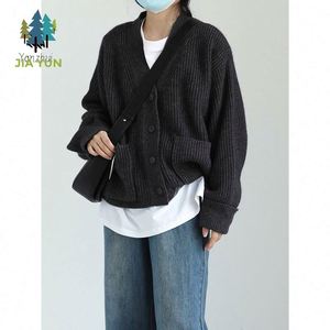 Cardigã de Tricô Retro Coreano com Decote em V, Suéter Feminino Macio e Solto para Outono e Inverno - Product Image 4
