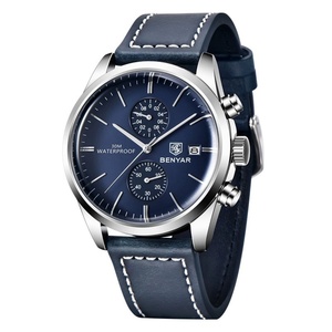 Montres-bracelets pour hommes BENYAR BY5187 en cuir, quartz, marque de luxe, étanches 100 m, chronographe sport pour hommes - Product Image 1