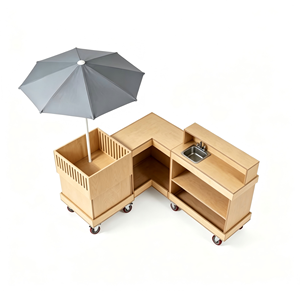 Chariots mobiles d'extérieur, chariot commercial combiné pour bois, café, snacks, idéal pour la promotion et le marché - Product Image 4