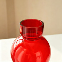Vase à fleurs en verre rouge festif, style moderne simple et luxueux, décorations de bureau pour mariage et nouvel an