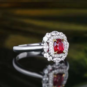 Joyería Fina, Anillo de Oro Blanco de 18K con Rubí Natural de 0.61CT, Certificado por GUILD, Joyería de Boda con Piedras Preciosas - Product Image 3