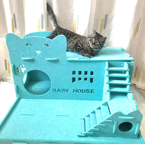 Casa para Gatos Ecológica de Fieltro con Diseño de Huella de Pata, Desmontable y Plegable, Cabaña para Mascotas, Escondite Acogedor para Gatitos, Capacidad de 66L - Product Image 4