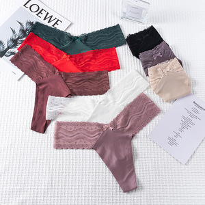 Ropa interior sin costuras de seda de hielo de encaje, bragas de mujer, <span class=keywords><strong>Tanga</strong></span> con lazo, Sexy <span class=keywords><strong>Secret</strong></span> Hollow Out, Tangas, <span class=keywords><strong>Tanga</strong></span>, lencería, bragas de mujer - Product Image 2