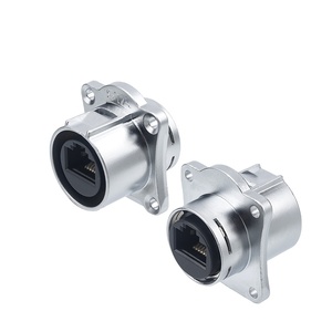 IP67 không thấm nước công nghiệp hàng không kết nối M24 LP24 RJ45 cổng mạng kim loại vuông mặt bích Bảng điều chỉnh gắn kết nữ ổ cắm Adapter - Product Image 1