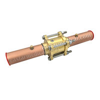 Válvula de bola médica OEM personalizable de 600 PSI, de 3 piezas, con extremos de tubo de latón, envasada, manual, para oxígeno, N2O, CO2, limpia, para uso médico