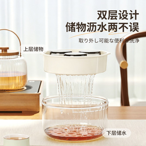 Double Layer <b>Drain</b> Basket Round Stackable For Fruits Vegetables Rice Washing Desktop Use - Product Image 3