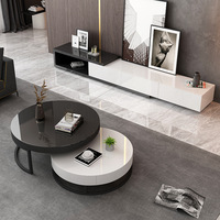 Meubles de salon, design moderne, métal doré, bois, marbre, meuble TV, table basse