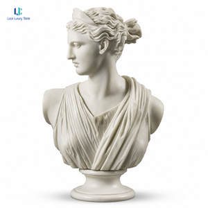 Busto de Mármol Blanco Puro <span class=keywords><strong>Luca</strong></span> |   Escultura de Cabeza de Diosa Diana Tallada a Mano, Decoración para el Hogar, Sala de Estar u Oficina, Arte Coleccionable, Regalo - Product Image 1
