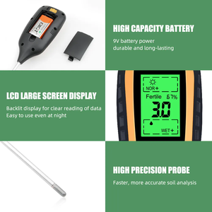 JQ006 grand écran LCD rétroéclairé, <span class=keywords><strong>testeur</strong></span> de sol 6 en 1, outil de test de fertilité, <span class=keywords><strong>humidité</strong></span> de <span class=keywords><strong>l</strong></span>'<span class=keywords><strong>air</strong></span>, température - Product Image 6