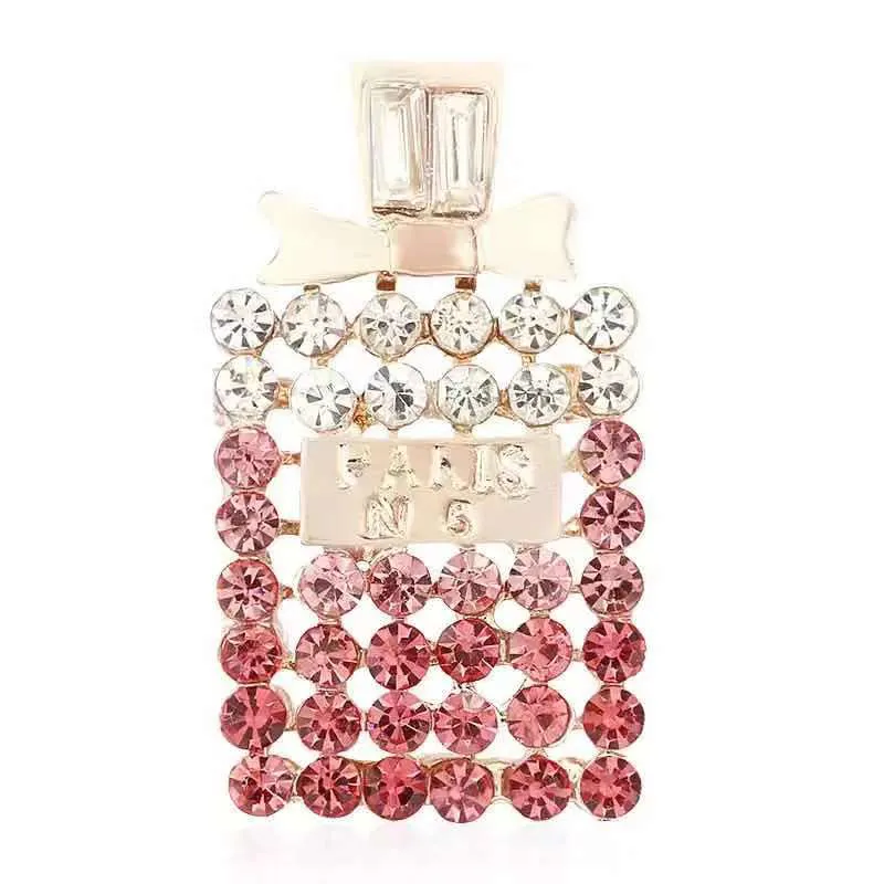 Rhinestone Perfume NO.5 Bottle Brooches for Women Enamel Pins Fashion Jewelry Brooch Geometric Bottle Brooches