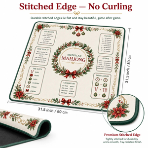 Vintage Coastal Ocean Mahjong Play Mat Premium Anti-Slip Neoprene Table Protection Pad with Built-in Scoring Guide - Product Image 4