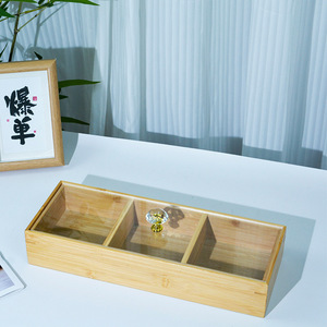 Solid Wood Dried Fruit <b>Box</b> With Compartments Transparent Lid 18L <b>Storage</b> For Home Living Room Snack Organizer - Product Image 4