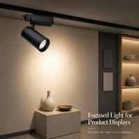 Éclairage de bureau à domicile 30W 40W 45W 360° °   Éclairage sur rail moderne et mobile, projecteur sur rail en aluminium LED COB à CRI 90 élevé